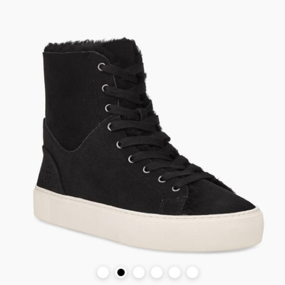UGG Black Suede High-Top Sneakers with Cream Platform Sole